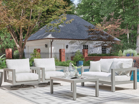 Hurley Park Outdoor Loveseat with 2 Lounge Chairs in Gray from Ashley Furniture - Luna Furniture