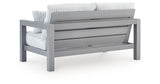 Hurley Park Outdoor Loveseat with 2 Lounge Chairs in Gray from Ashley Furniture - Luna Furniture