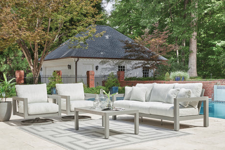 Hurley Park Outdoor Sofa with 2 Lounge Chairs in Gray from Ashley Furniture - Luna Furniture