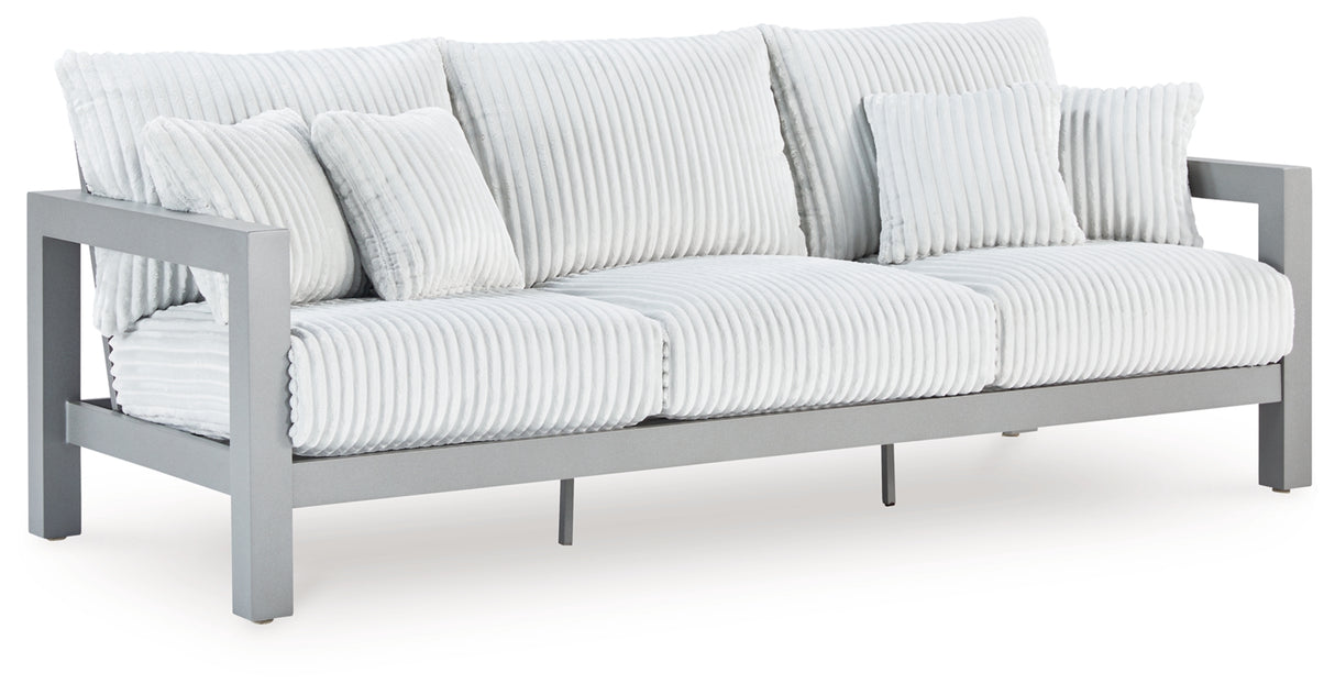 Hurley Park Gray Outdoor Sofa with Cushion from Ashley Furniture - Luna Furniture