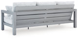 Hurley Park Gray Outdoor Sofa, 2 Lounge Chairs and Coffee Table from Ashley Furniture - Luna Furniture