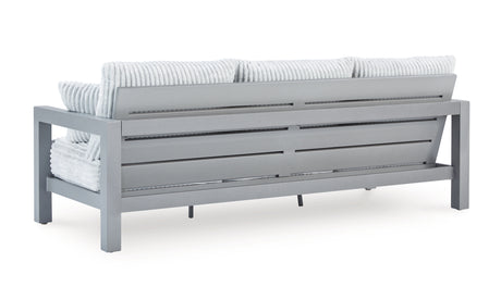 Hurley Park Outdoor Sofa and 2 Chairs with Coffee Table in Gray from Ashley Furniture - Luna Furniture