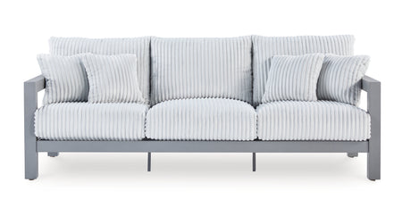 Hurley Park Outdoor Sofa and 2 Chairs with Coffee Table in Gray from Ashley Furniture - Luna Furniture