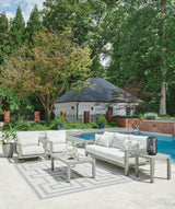 Hurley Park Gray Outdoor Sofa, 2 Lounge Chairs and Coffee Table from Ashley Furniture - Luna Furniture