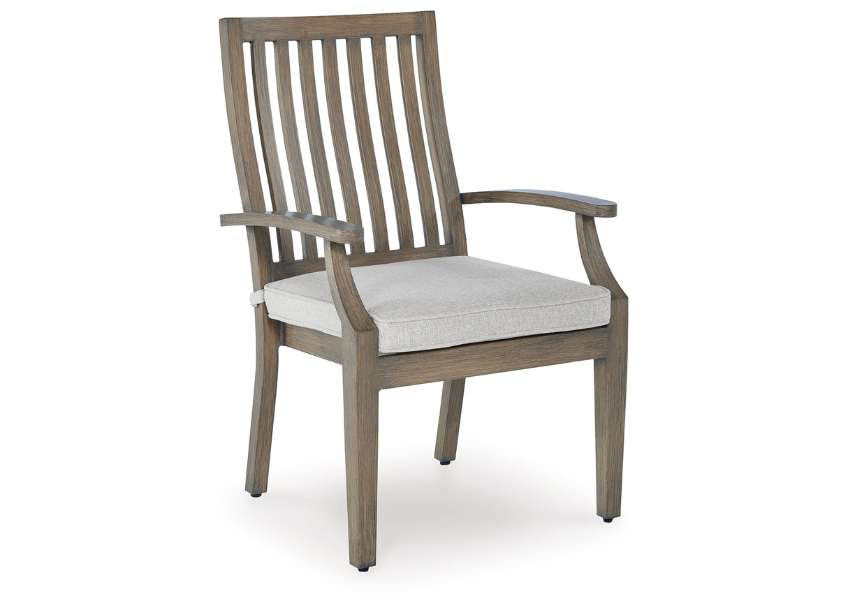 Rainier Ranch Outdoor Dining Table and 4 Chairs in Brown/Beige from Ashley Furniture - Luna Furniture