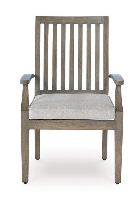 Rainier Ranch Outdoor Dining Table and 6 Chairs in Brown/Beige from Ashley Furniture - Luna Furniture