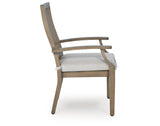 Rainier Ranch Brown/Beige Outdoor Arm Chair with Cushion (Set of 2) from Ashley Furniture - Luna Furniture