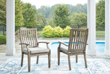 Rainier Ranch Outdoor Dining Table and 6 Chairs in Brown/Beige from Ashley Furniture - Luna Furniture