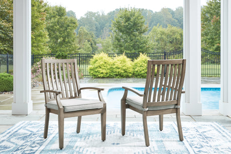 Rainier Ranch Outdoor Dining Table and 6 Chairs in Brown/Beige from Ashley Furniture - Luna Furniture