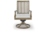 Rainier Ranch Brown/Beige Outdoor Swivel Chair with Cushion (Set of 2) from Ashley Furniture - Luna Furniture
