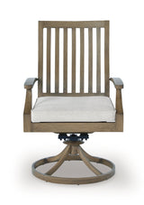 Rainier Ranch Outdoor Dining Table and 6 Chairs in Brown/Beige from Ashley Furniture - Luna Furniture