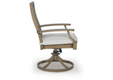 Rainier Ranch Brown/Beige Outdoor Swivel Chair with Cushion (Set of 2) from Ashley Furniture - Luna Furniture