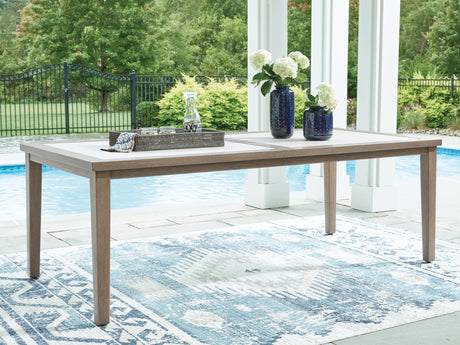 Rainier Ranch Brown/Beige Outdoor Dining Table from Ashley Furniture - Luna Furniture