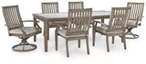 Rainier Ranch Outdoor Dining Table and 6 Chairs in Brown/Beige from Ashley Furniture - Luna Furniture