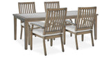 Rainier Ranch Outdoor Dining Table and 4 Chairs in Brown/Beige from Ashley Furniture - Luna Furniture