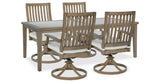 Rainier Ranch Outdoor Dining Table and 4 Chairs in Brown/Beige from Ashley Furniture - Luna Furniture