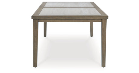 Rainier Ranch Outdoor Dining Table and 6 Chairs in Brown/Beige from Ashley Furniture - Luna Furniture
