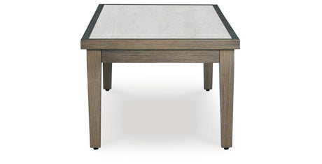 Rainier Ranch Brown/Beige Outdoor Coffee Table from Ashley Furniture - Luna Furniture