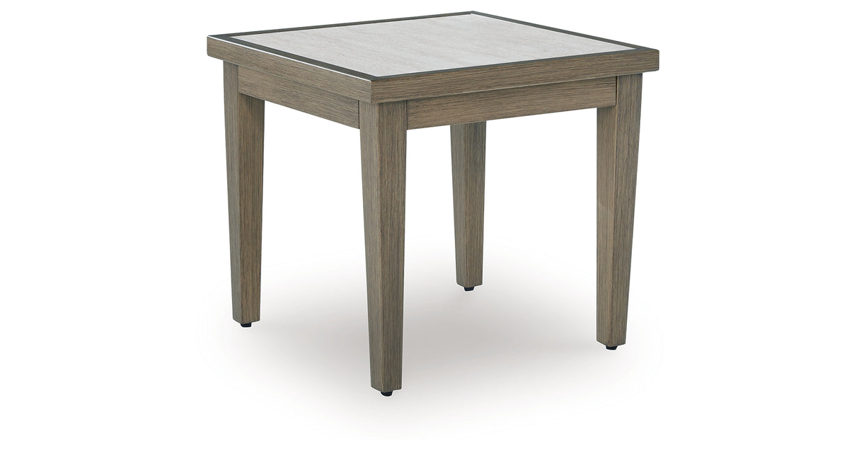 Rainier Ranch Brown/Beige Outdoor End Table from Ashley Furniture - Luna Furniture