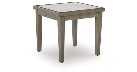 Rainier Ranch Brown/Beige Outdoor End Table from Ashley Furniture - Luna Furniture