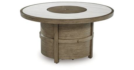 Rainier Ranch Beige Fire Pit Table from Ashley Furniture - Luna Furniture