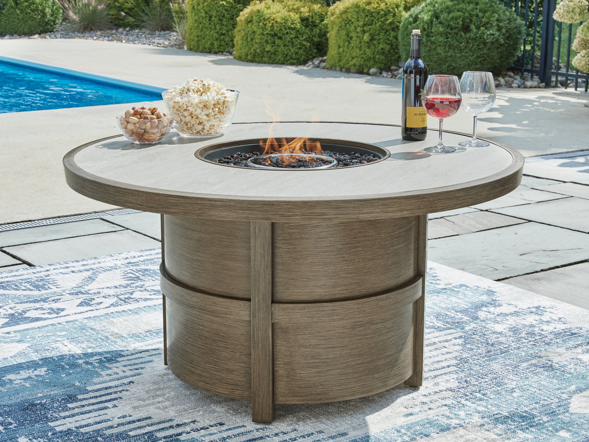 Rainier Ranch Beige Fire Pit Table from Ashley Furniture - Luna Furniture