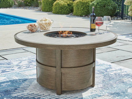 Rainier Ranch Beige Fire Pit Table from Ashley Furniture - Luna Furniture