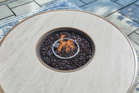Rainier Ranch Beige Fire Pit Table from Ashley Furniture - Luna Furniture