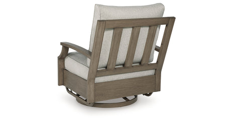 Rainier Ranch Outdoor Sofa and 2 Chairs with Coffee Table in Brown/Beige from Ashley Furniture - Luna Furniture