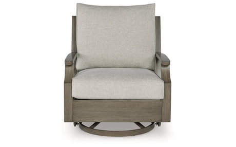 Rainier Ranch Outdoor Sofa and 2 Chairs with Coffee Table in Brown/Beige from Ashley Furniture - Luna Furniture