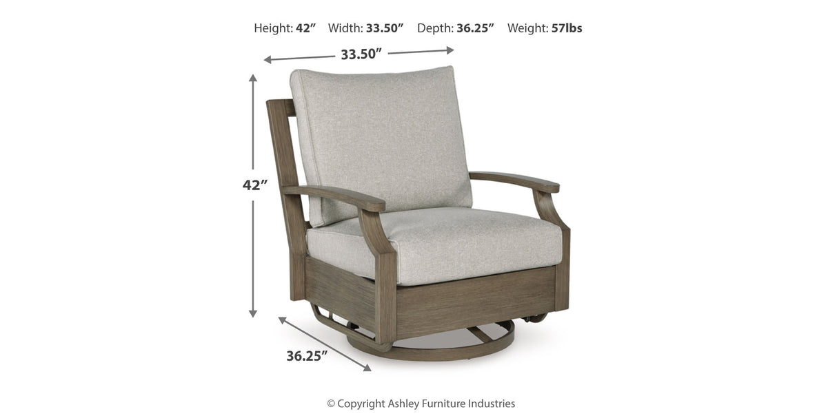 Rainier Ranch Outdoor Loveseat and 2 Chairs with Coffee Table in Brown/Beige from Ashley Furniture - Luna Furniture