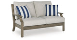 Rainier Ranch Brown/Beige Outdoor Loveseat with Cushion from Ashley Furniture - Luna Furniture