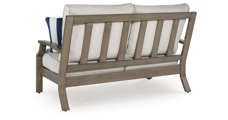Rainier Ranch Outdoor Sofa and Loveseat in Brown/Beige from Ashley Furniture - Luna Furniture