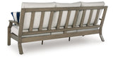 Rainier Ranch Outdoor Sofa and 2 Chairs with Coffee Table in Brown/Beige from Ashley Furniture - Luna Furniture