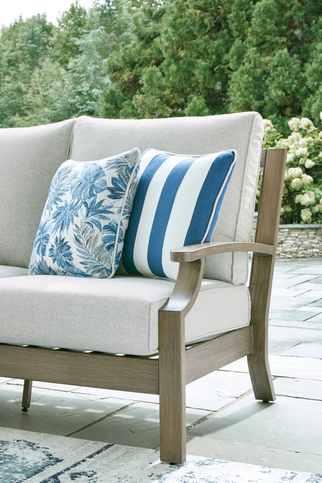 Rainier Ranch Brown/Beige Outdoor Sofa with Cushion from Ashley Furniture - Luna Furniture