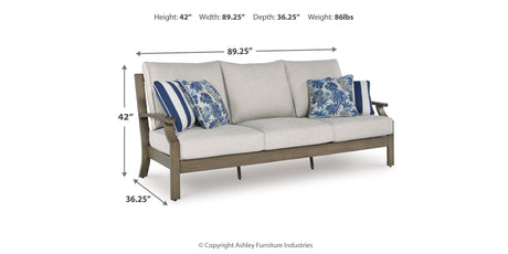 Rainier Ranch Outdoor Sofa and 2 Chairs with Coffee Table in Brown/Beige from Ashley Furniture - Luna Furniture