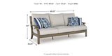 Rainier Ranch Outdoor Sofa and Loveseat with Coffee Table in Brown/Beige from Ashley Furniture - Luna Furniture