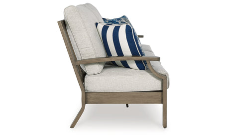 Rainier Ranch Brown/Beige Outdoor Sofa with Cushion from Ashley Furniture - Luna Furniture
