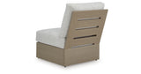 Kimpton Isle Brown/Beige Outdoor Armless Chair with Cushion from Ashley Furniture - Luna Furniture