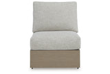 Kimpton Isle Brown/Beige Outdoor Armless Chair with Cushion from Ashley Furniture - Luna Furniture