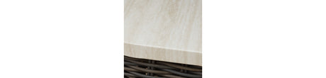 Kimora Beige/Dark Brown Outdoor End Table from Ashley Furniture - Luna Furniture