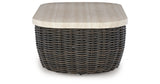 Kimora Beige/Dark Brown Outdoor Coffee Table from Ashley - Luna Furniture