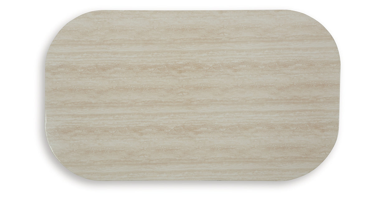 Kimora Beige/Dark Brown Outdoor Coffee Table from Ashley - Luna Furniture