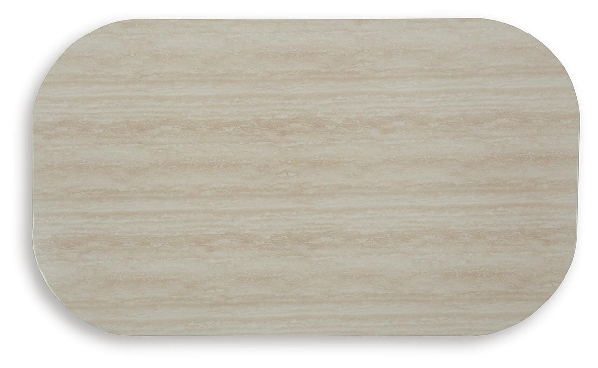 Kimora Beige/Dark Brown Outdoor Coffee Table from Ashley - Luna Furniture