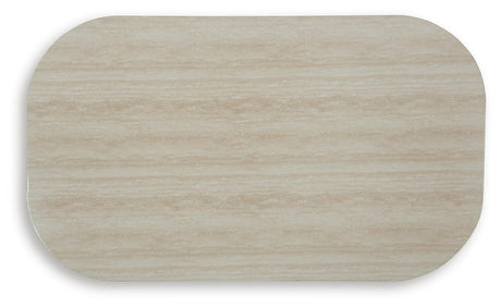 Kimora Beige/Dark Brown Outdoor Coffee Table from Ashley Furniture - Luna Furniture