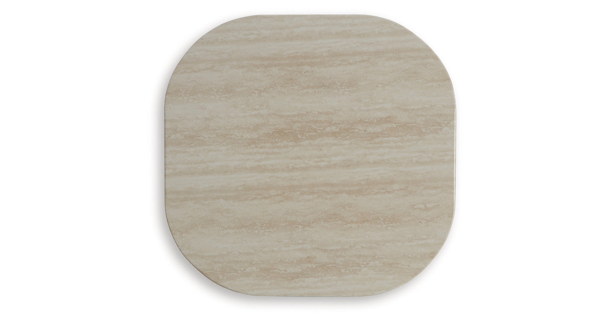 Kimora Beige/Dark Brown Outdoor End Table from Ashley Furniture - Luna Furniture