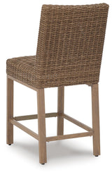 Walton Bridge Outdoor Bar Table and 4 Barstools in Driftwood from Ashley Furniture - Luna Furniture