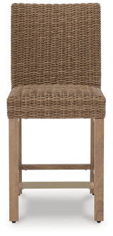Walton Bridge Outdoor Bar Table and 4 Barstools in Driftwood from Ashley Furniture - Luna Furniture
