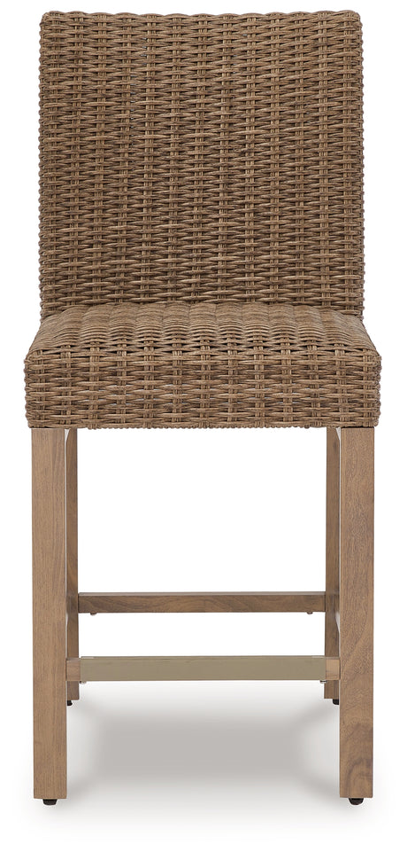 Walton Bridge Outdoor Bar Table and 4 Barstools in Driftwood from Ashley - Luna Furniture
