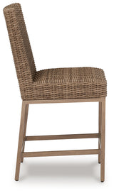 Walton Bridge Outdoor Bar Table and 4 Barstools in Driftwood from Ashley Furniture - Luna Furniture